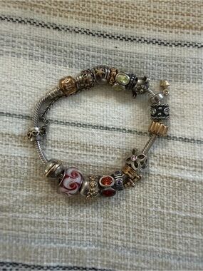 Pandora Silver/ Gold Charm Bracelet